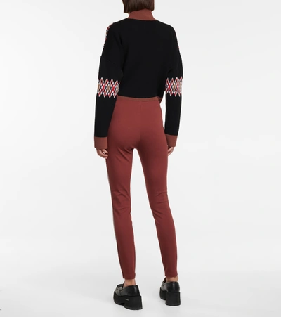Shop Wolford Jo Faux Leather And Jersey Leggings In Red