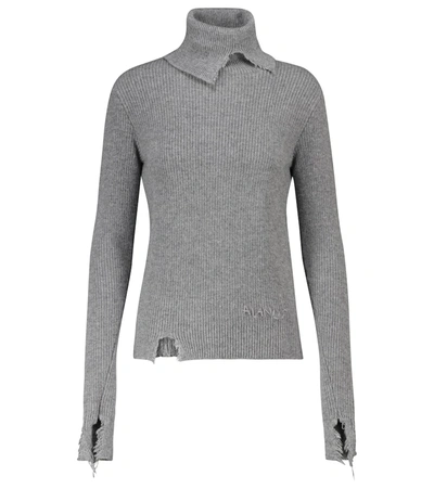 Shop Alanui Sierra Distressed Sweater In Grey