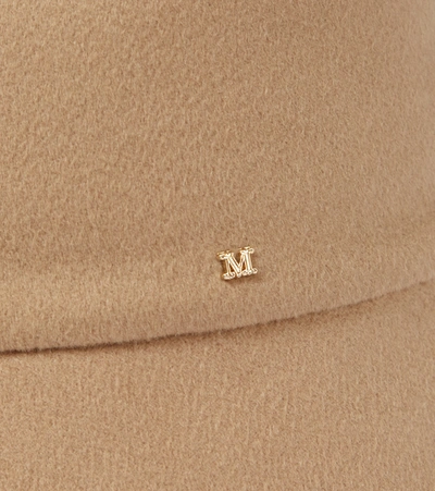 Shop Max Mara Fiducia Logo Cashmere Bucket Hat In Brown