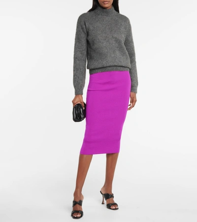 Shop Tom Ford Cashmere And Silk-blend Pencil Skirt In Pink