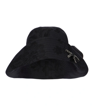 Shop Erdem Embellished Cotton Bucket Hat In Black