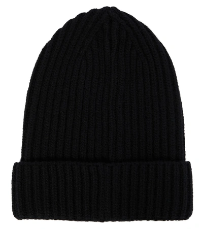 Shop Dolce & Gabbana Logo Ribbed-knit Wool Beanie In Black