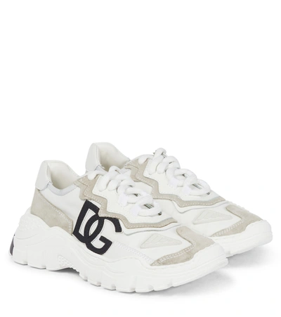 Shop Dolce & Gabbana Daymaster Nylon And Suede Sneakers In White