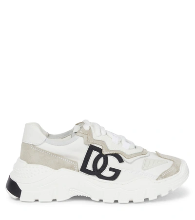 Shop Dolce & Gabbana Daymaster Nylon And Suede Sneakers In White