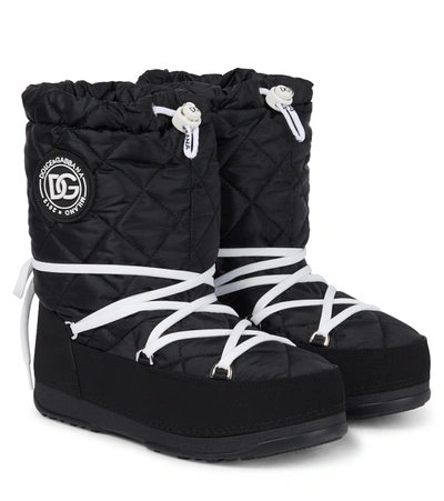 Shop Dolce & Gabbana Quilted Nylon Snow Boots In Black