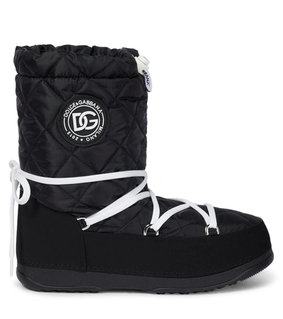 Shop Dolce & Gabbana Quilted Nylon Snow Boots In Black