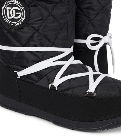 Shop Dolce & Gabbana Quilted Nylon Snow Boots In Black