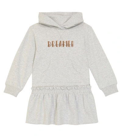 Shop Brunello Cucinelli Dreamer Hooded Fleece Dress In Grey