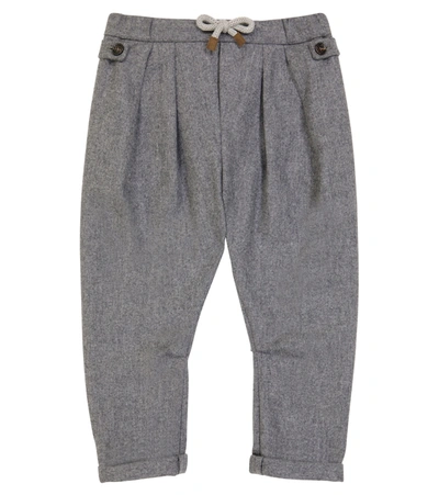 Shop Brunello Cucinelli Wool Pants In Grey