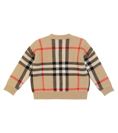 Shop Burberry Denny Checked Wool-blend Sweater In Beige