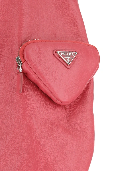 Shop Prada Salmon Leather Padded Bomber Jacket Pink  Uomo S