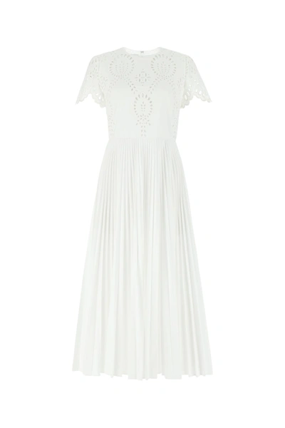 Shop Valentino White Cotton Blend Dress  White  Donna 40