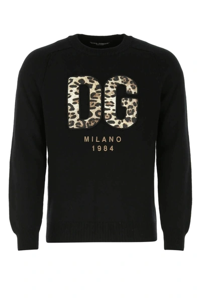 Shop Dolce & Gabbana Logo Patch Knit Sweater In Black