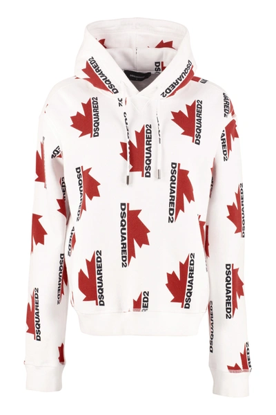 Shop Dsquared2 Allover Logo Print Hoodie In White