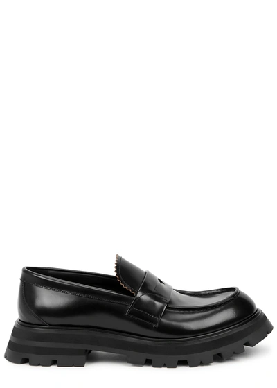Shop Alexander Mcqueen Black Glossed Leather Loafers