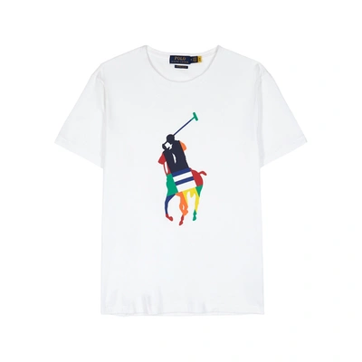 Shop Polo Ralph Lauren White Logo-print Cotton T-shirt
