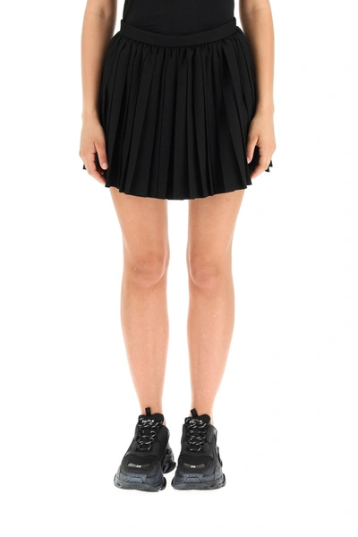 Shop Balenciaga Wool Kilt Miniskirt In Black