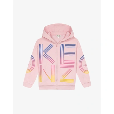 Shop Kenzo Logo-print Cotton-blend Hoodie 4-14 Years In Light Pink / Multi