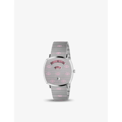 Shop Gucci Ya157438 Grip Stainless-steel Quartz Watch In Silver