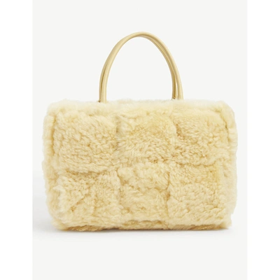 Shop Bottega Veneta Womens Teddy-gold Arco Small Shearling Tote Bag 1size