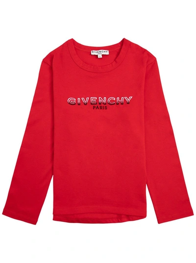 Shop Givenchy Kids Logo Print Crewneck Sweatshirt In Red