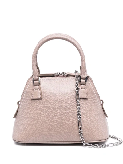 Shop Maison Margiela Small Leather Tote Bag In Nude
