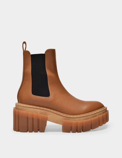 Shop Stella Mccartney Stiefeletten Mit Plateau Aus Synthetischem Braunem Leder In Brown