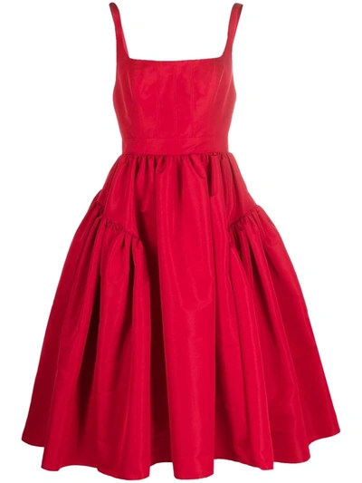 Shop Alexander Mcqueen Gathered Open-back Midi Dress In Red