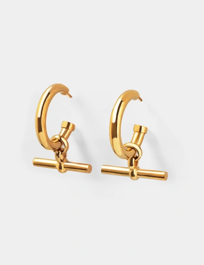 Shop Tilly Sveaas Large Gold T-bar Earrings