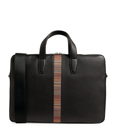 Shop Paul Smith Leather Artist Stripe Briefcase In Black