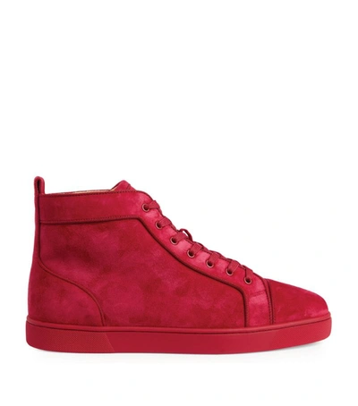 Shop Christian Louboutin Louis Orlato Suede High-top Sneakers In Red