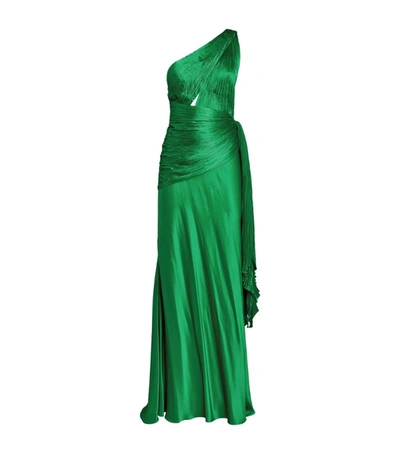 Shop Maria Lucia Hohan One-shoulder Irma Gown In Green