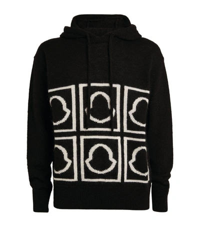 Shop Moncler Wool-blend Jacquard Hoodie In Black