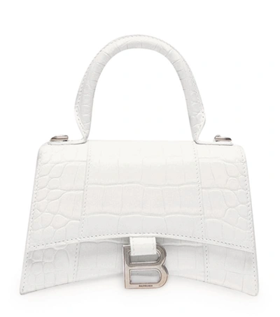 Shop Balenciaga Xs Hourglass Top-handle Bag In White