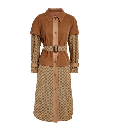 Shop Gucci Two-tone Trench Coat In Beige