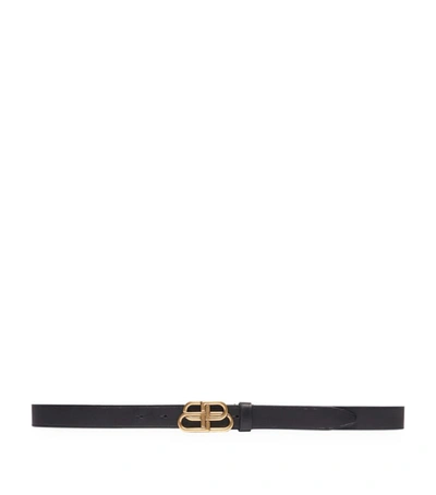 Shop Balenciaga Leather Bb Logo Belt In Black