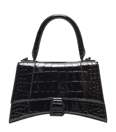 Shop Balenciaga Xs Hourglass Top-handle Bag In Black
