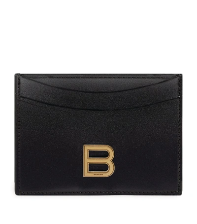 Shop Balenciaga Leather Hourglass Card Holder In Black