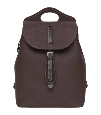 Shop Burberry Grained Leather Pocket Backpack In Brown