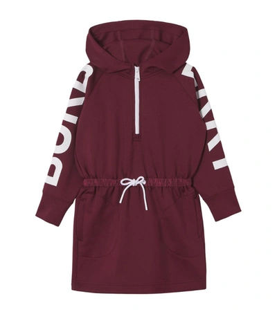 Shop Burberry Kids Logo Print Hooded Dress (3-14 Years) In Red