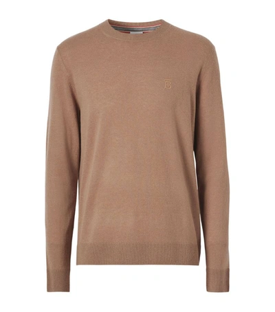Shop Burberry Cashmere Monogram Sweater In Brown