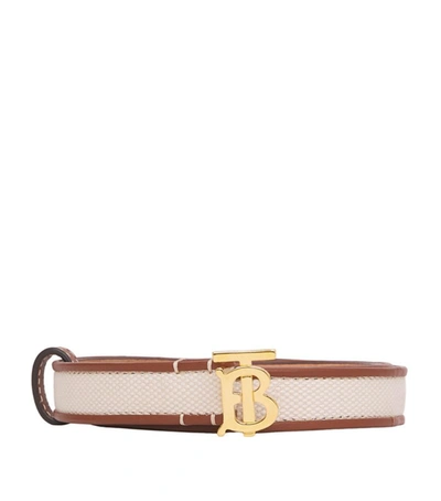 Shop Burberry Canvas And Leather Tb Monogram Belt In Neutrals