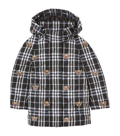 Shop Burberry Kids Quilted Thomas Bear Check Coat In Black