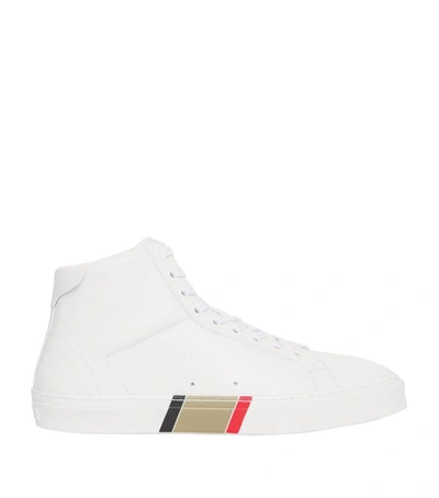 Shop Burberry Stripe-detail High-top Sneakers In White