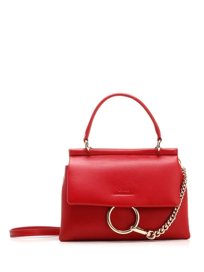 Shop Chloé Small Faye Soft Top Handle Tote Bag In Red