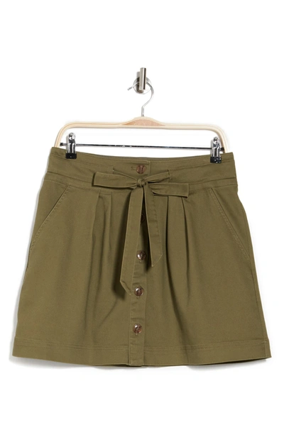 Shop Bcbgeneration Tie Front Woven Mini Skirt In Olive