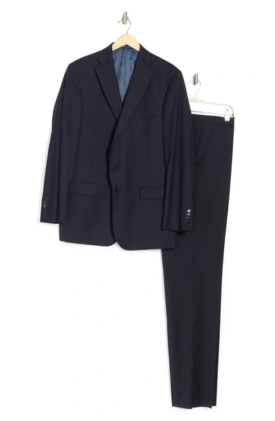 Shop Hart Schaffner Marx Solid Notch Collar Wool Suit Set In Navy