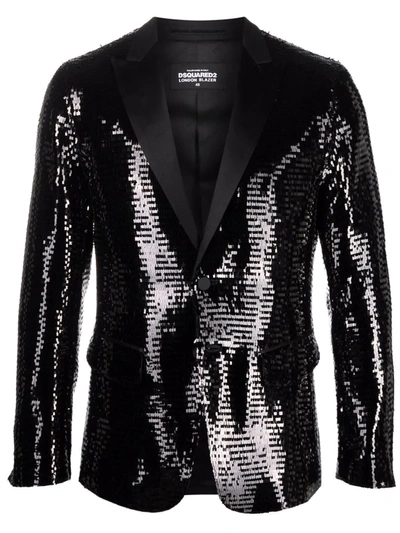 Shop Dsquared2 London Sequin-embellished Blazer In Black