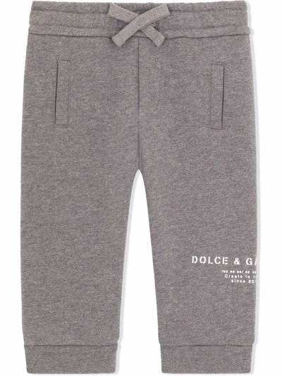 Shop Dolce & Gabbana Logo-print Jersey Track Pants In Grey