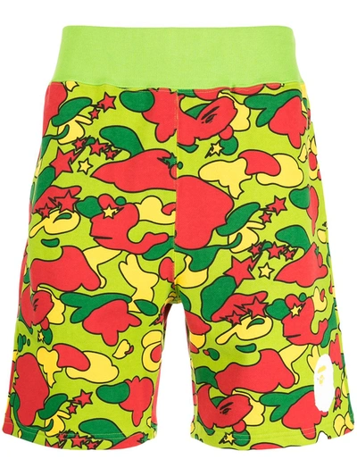 Shop A Bathing Ape Camouflage-print Cotton Shorts In Multicolour
